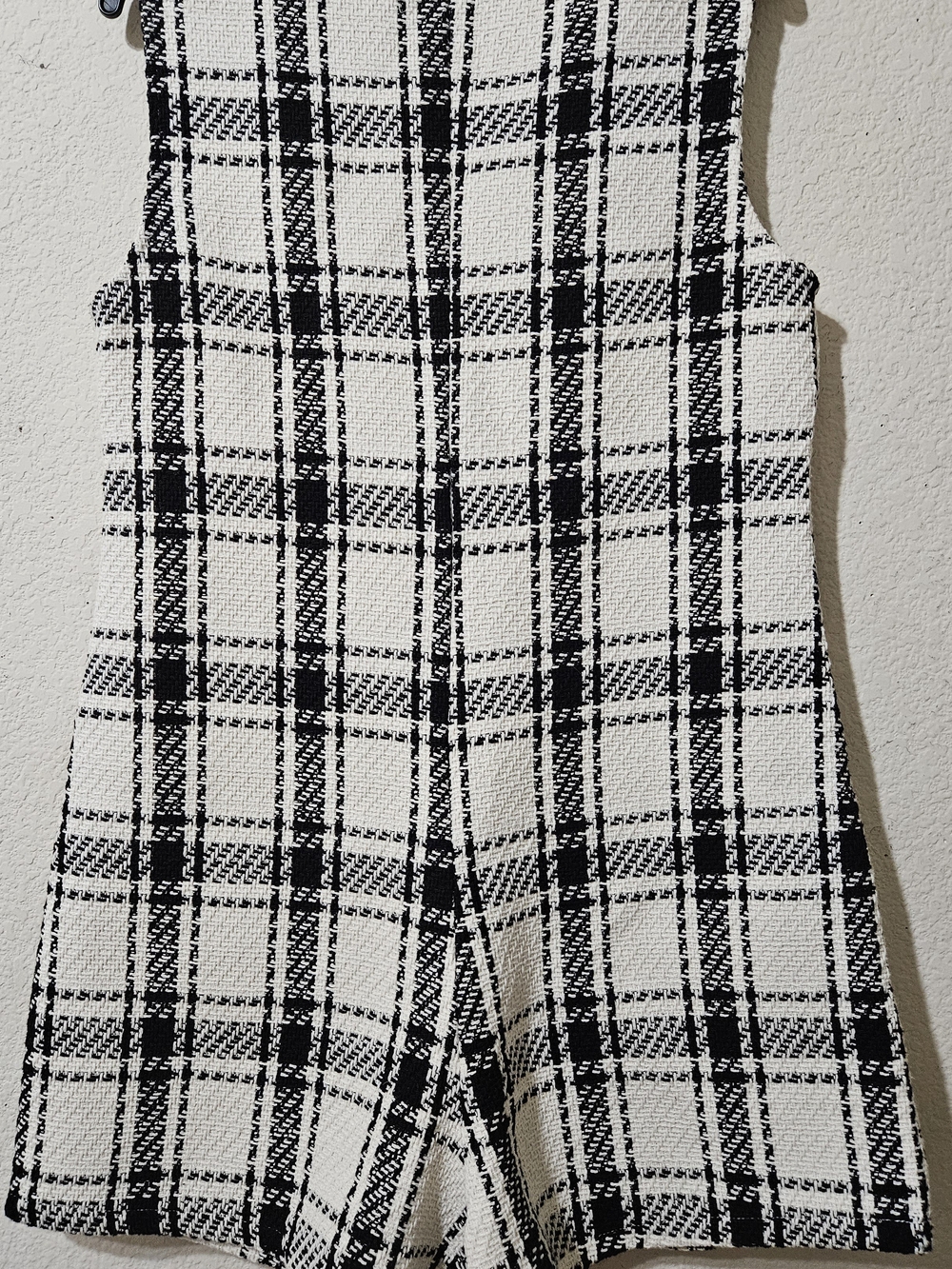 Classic Black & White Plaid Romper - Picture 2 of 6